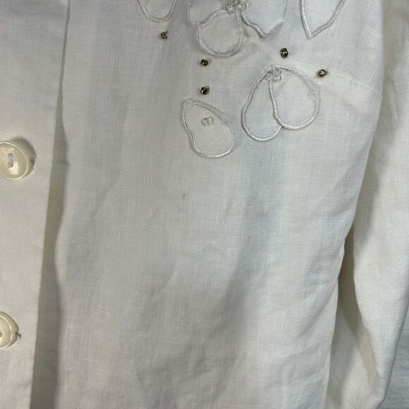 5 for $25🔥JM Collection White Linen Button Front Shacket Shirt Jacket Size 8 - Picture 4 of 6